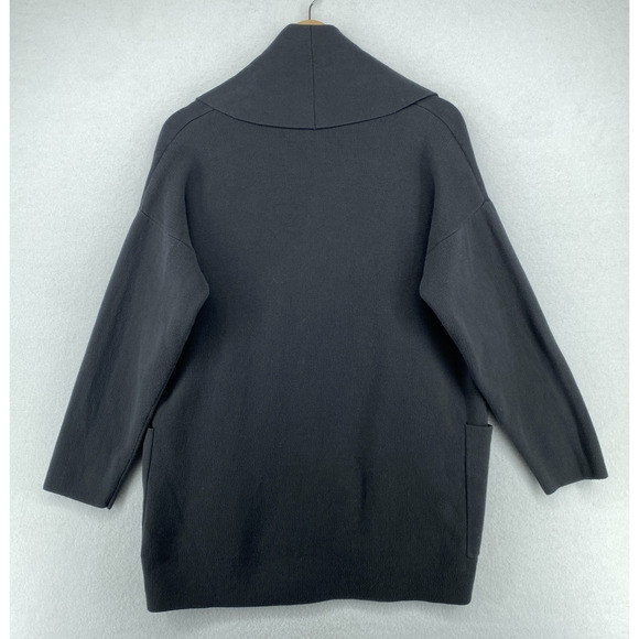 EILEEN FISHER Sweater S Cozy Organic Cotton Cardigan Shawl Open Front Gray - Picture 3 of 12